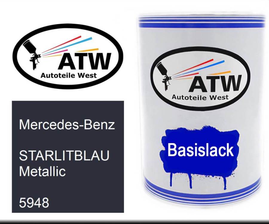 Mercedes-Benz, STARLITBLAU Metallic, 5948: 500ml Lackdose, von ATW Autoteile West.